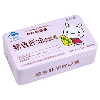 鱈魚(yú)魚(yú)肝油膠囊長(zhǎng)方形鐵盒包裝_醫(yī)藥保健品鐵盒鐵罐定制廠(chǎng)家